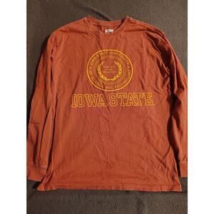 Iowa State University T-Shirt Mens XS Long Sleeve Rust Crewneck Graphic Seal